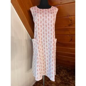 Vintage 70s Pink Sleeveless Mod Shift Dress with Paisley Pattern